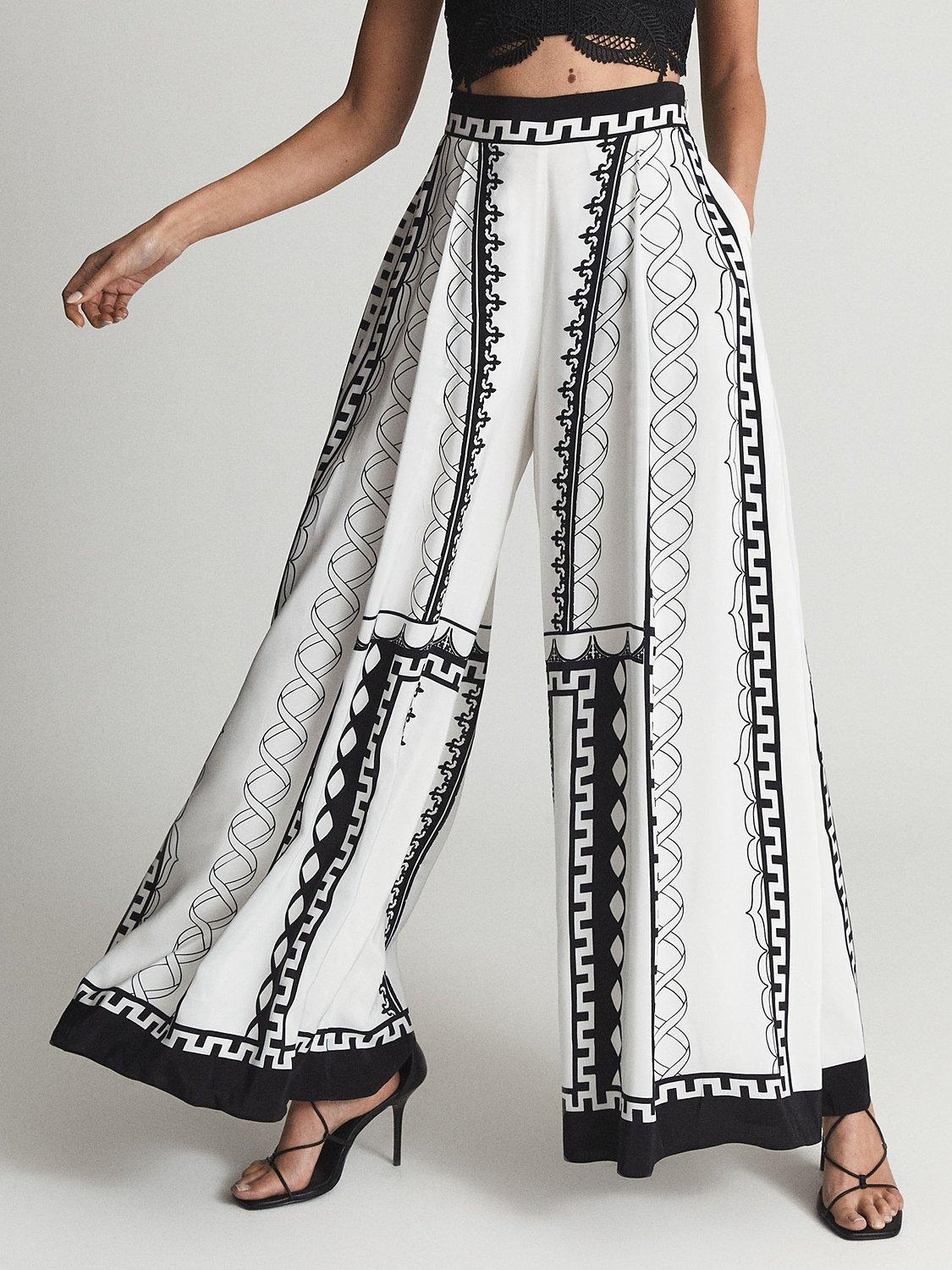 Reiss Emmalie Geometric Print Culottes, Black/White