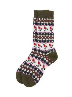 Barbour Robin Fair Isle Socks, Olive