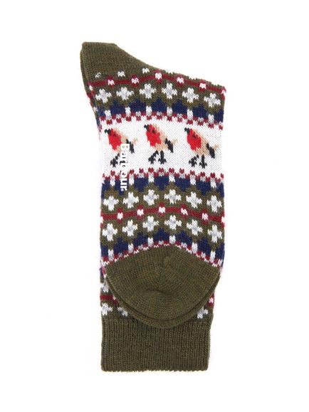 Barbour Robin Fair Isle Socks - view 2, Olive