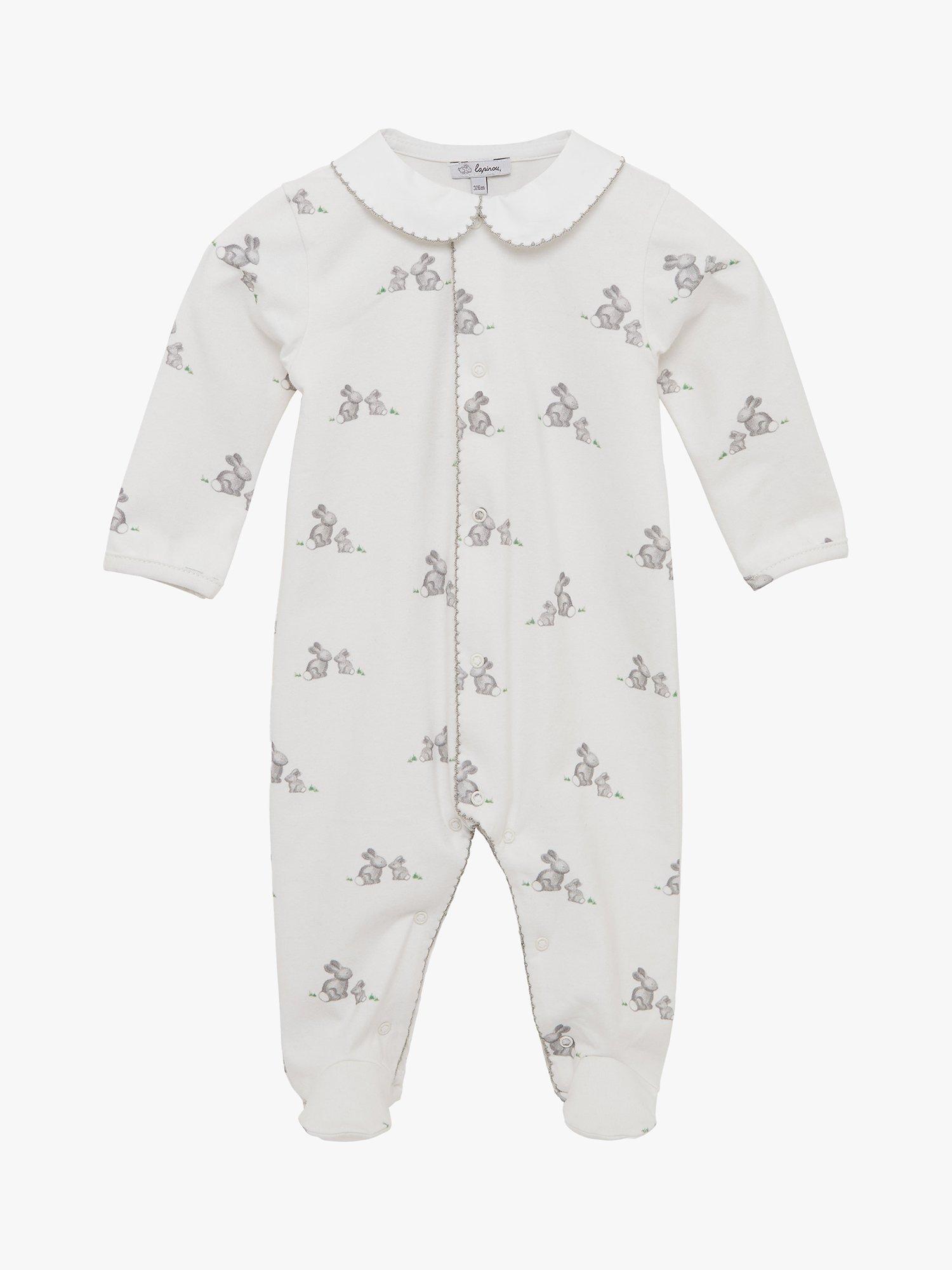 Product image 2 of 6, which shows Trotters Lapinou Baby Organic Cotton Bunny All-In-One, Grey, Newborn