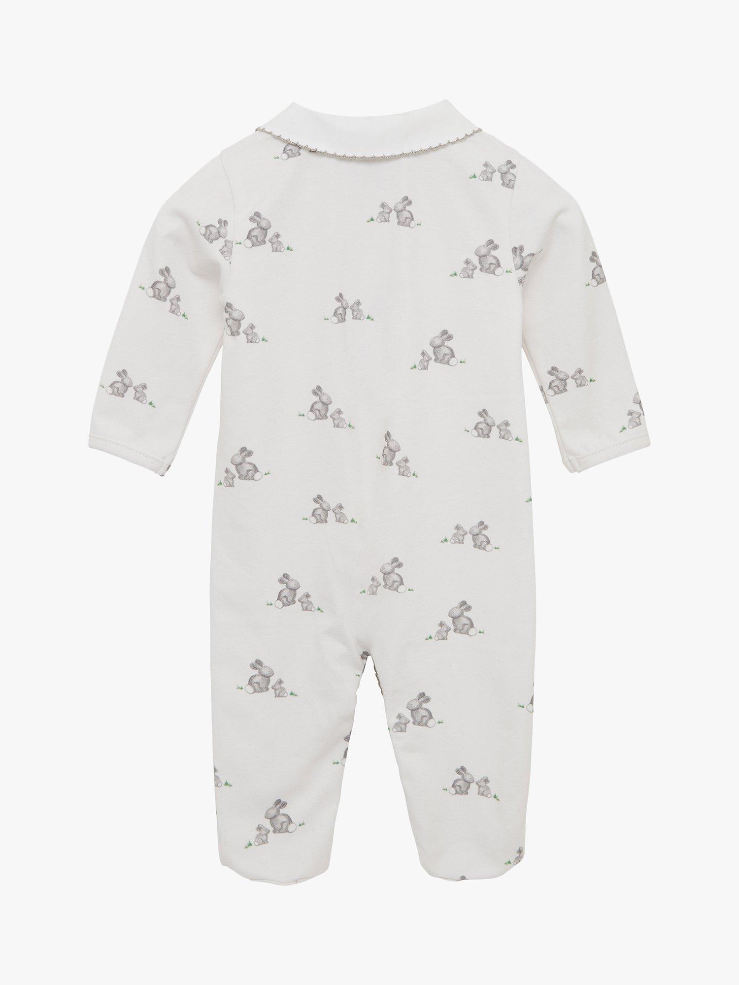 Product image 3 of 6, which shows Trotters Lapinou Baby Organic Cotton Bunny All-In-One, Grey, Newborn