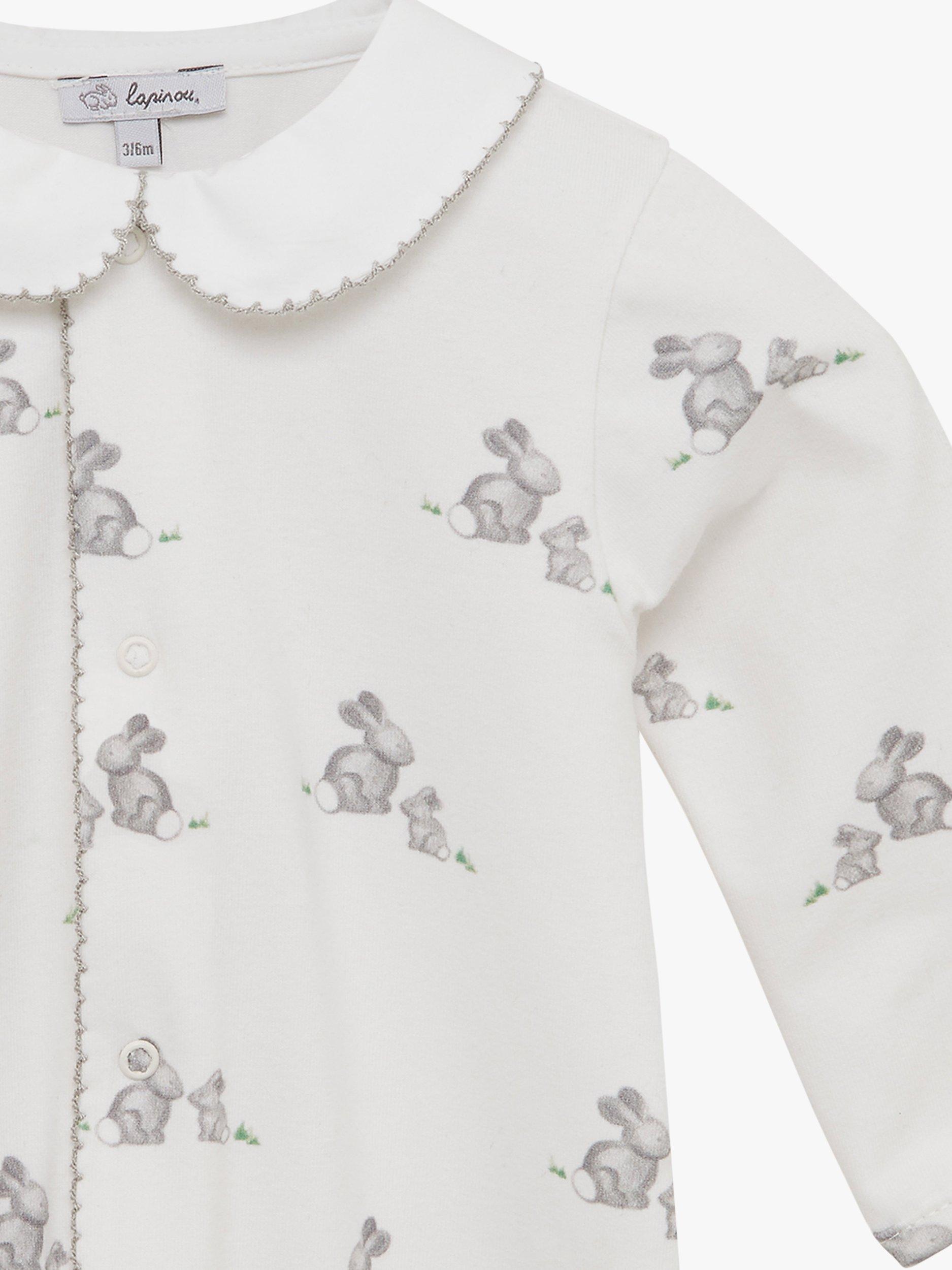 Product image 4 of 6, which shows Trotters Lapinou Baby Organic Cotton Bunny All-In-One, Grey, Newborn