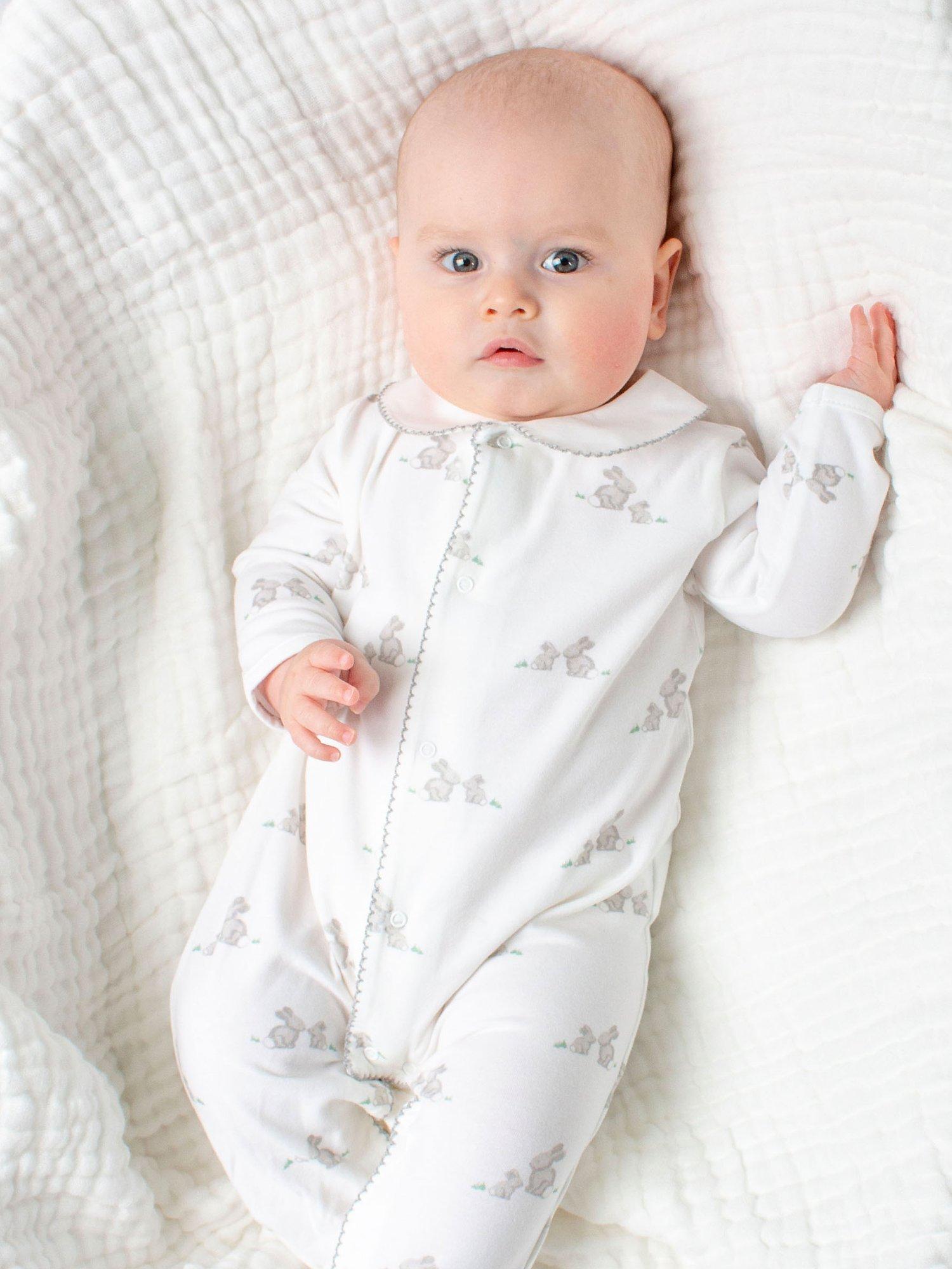 Product image 5 of 6, which shows Trotters Lapinou Baby Organic Cotton Bunny All-In-One, Grey, Newborn