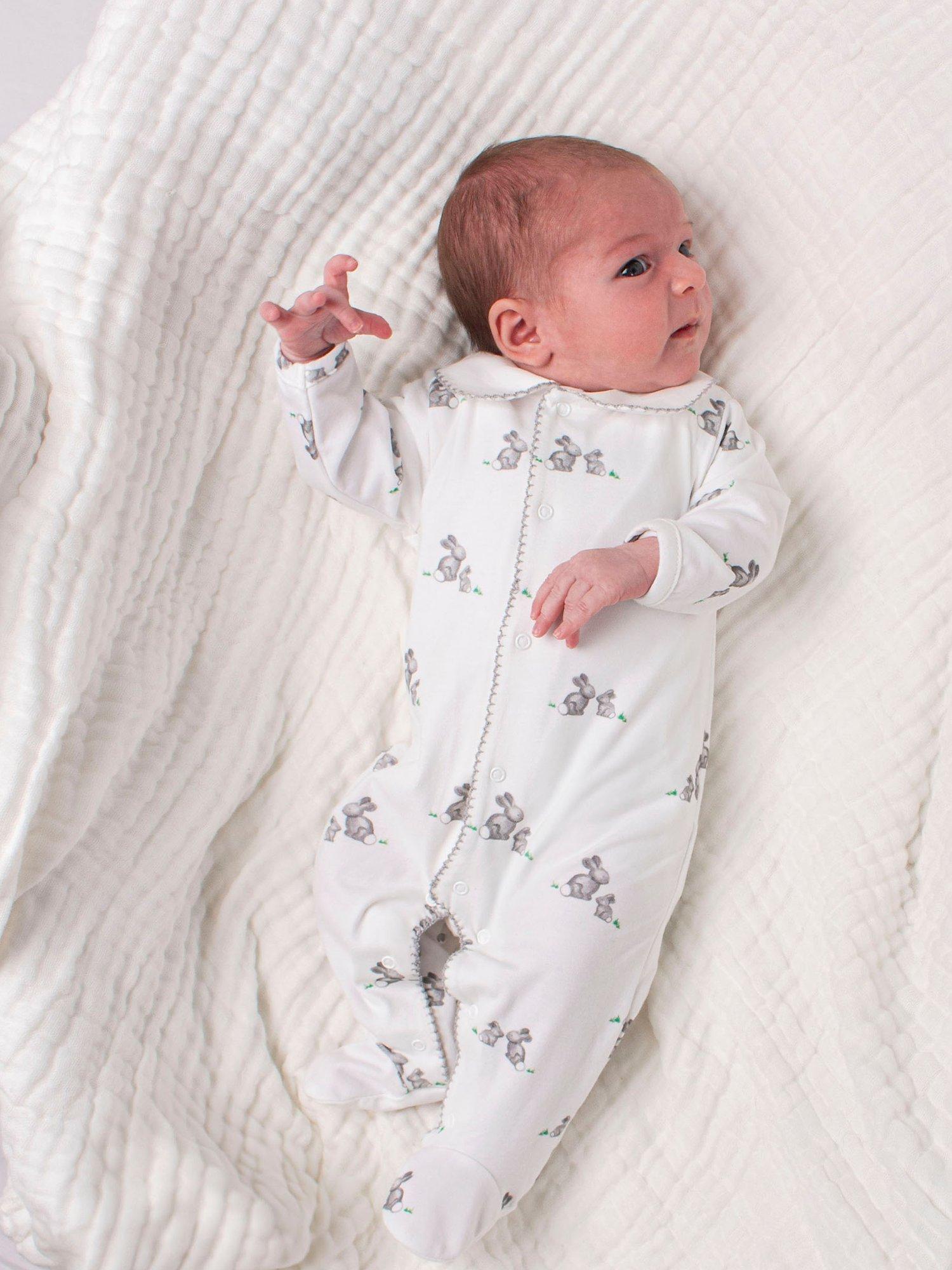 Product image 6 of 6, which shows Trotters Lapinou Baby Organic Cotton Bunny All-In-One, Grey, Newborn