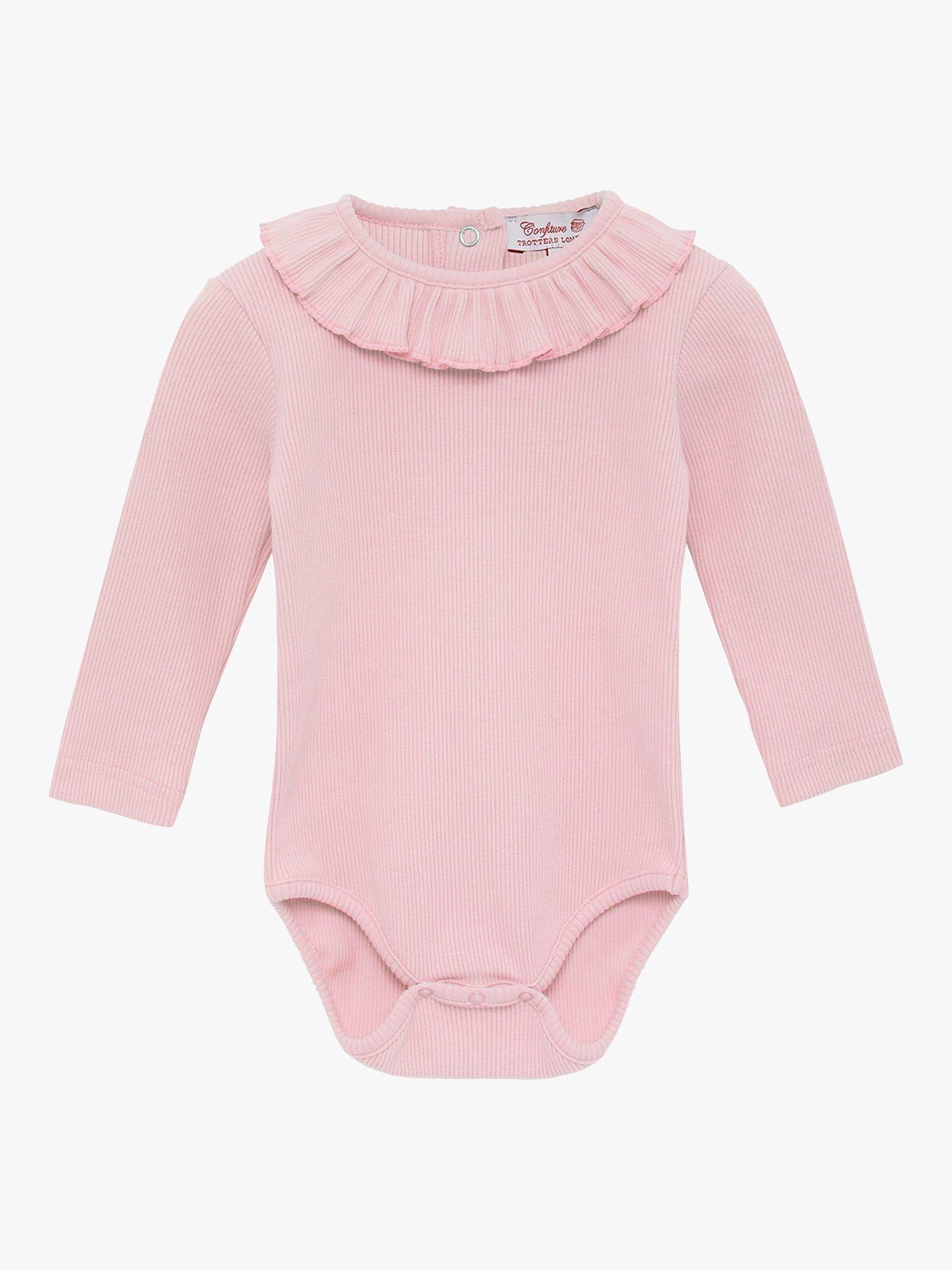 Product image 1 of 3, which shows Trotters Baby Grace Willow Collar Bodysuit, Dusty Pink, 3-6 months