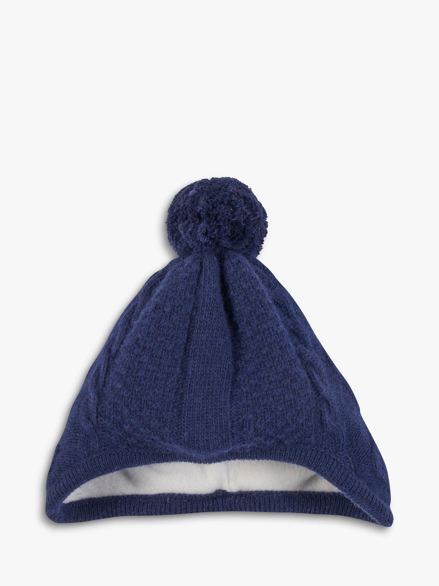 Trotters Baby Jamie Cashmere Blend Aran Knit Hat, Navy, Navy