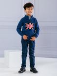 Trotters Kids' George Union Flag Half Zip Jumper, Denim Blue