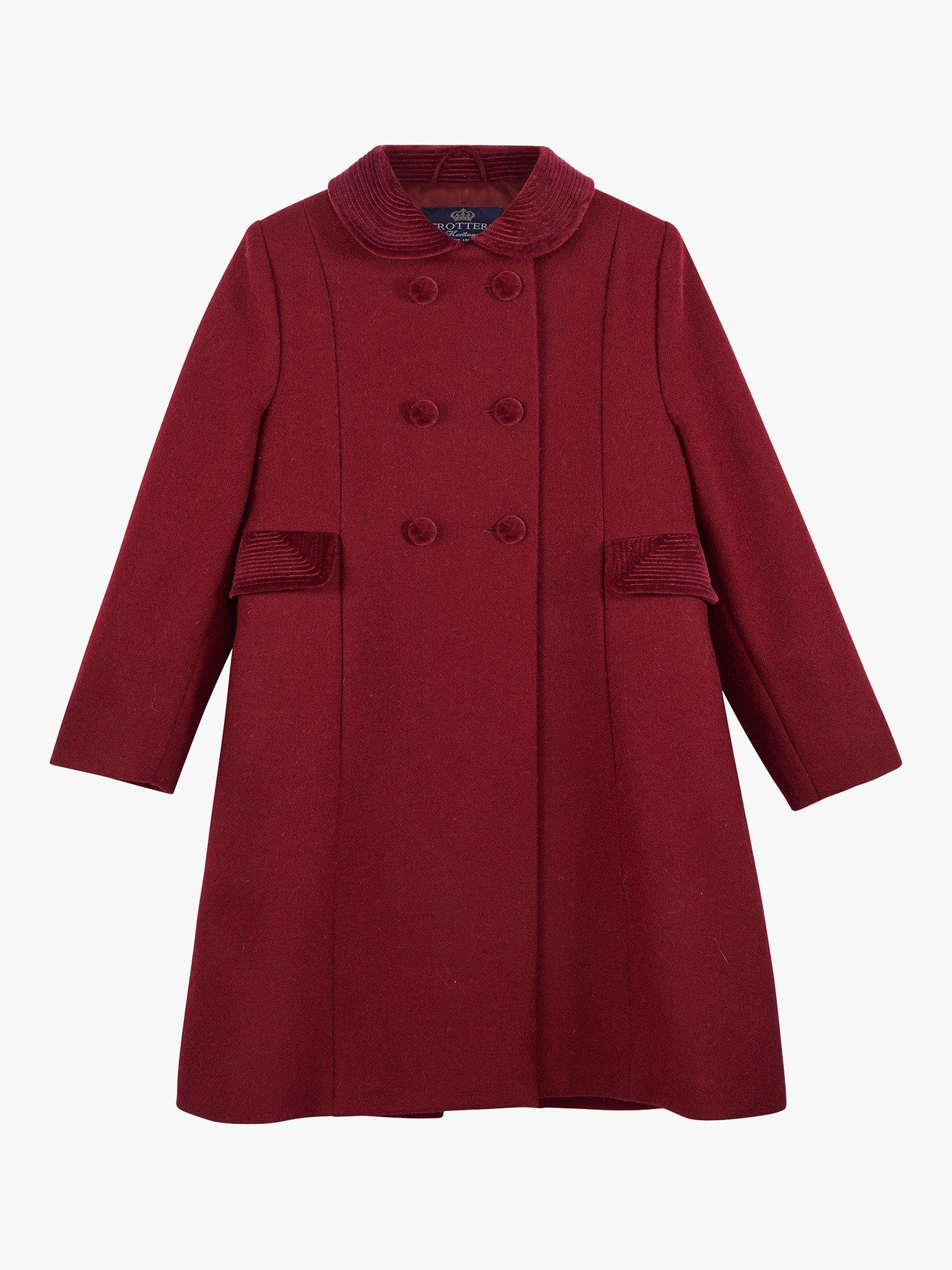 Product image 2 of 8, which shows Trotters Kids' Classic Double Breasted Coat, Burgundy, 2 years