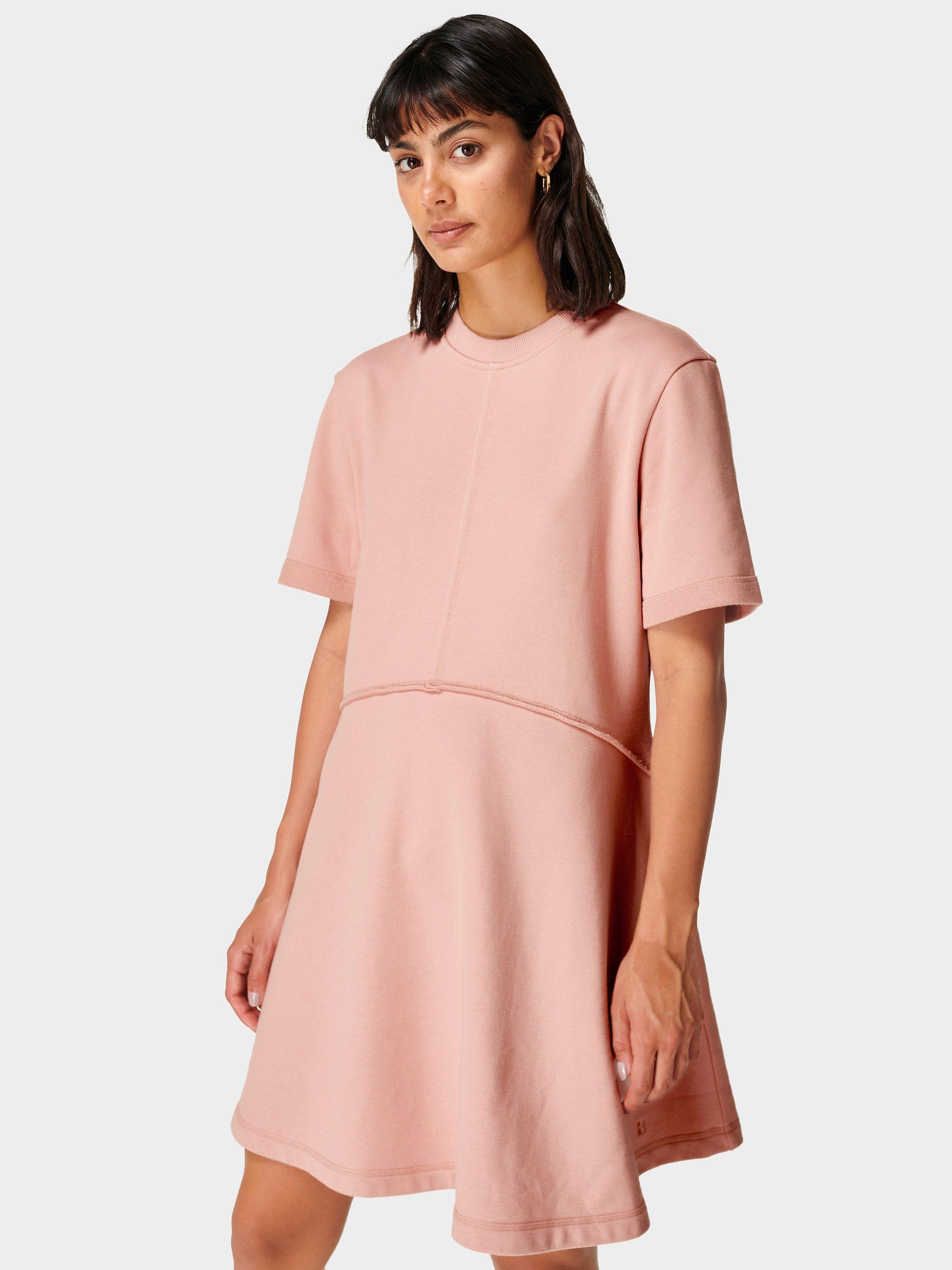 Sweaty Betty Revive Drop Shoulder T-Shirt Dress, Misty Rose Pink 