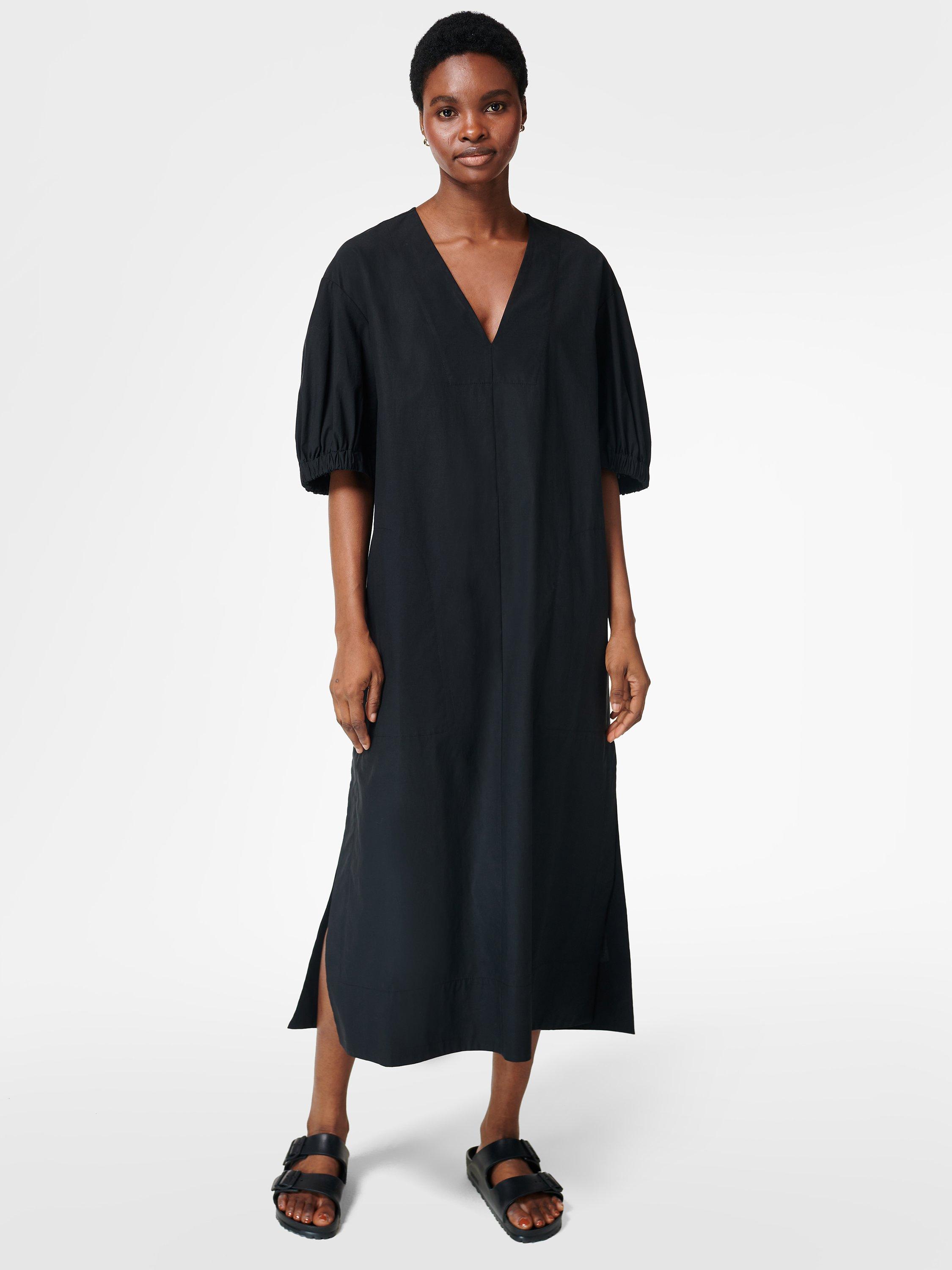 Sweaty Betty Loren Chambray Midi Dress, Black