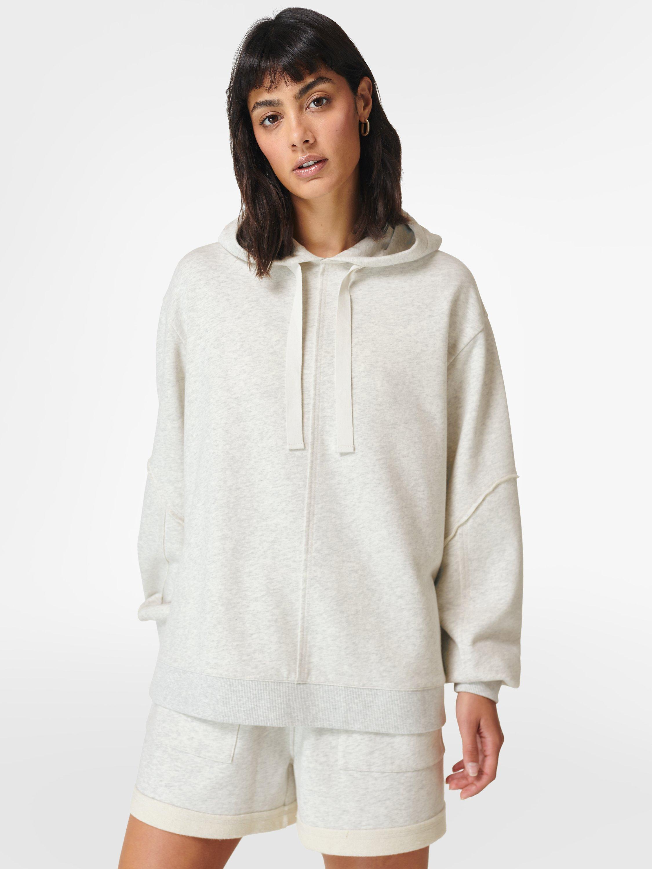 Sweaty Betty Revive Drop Shoulder Hoodie, Light Grey Marl