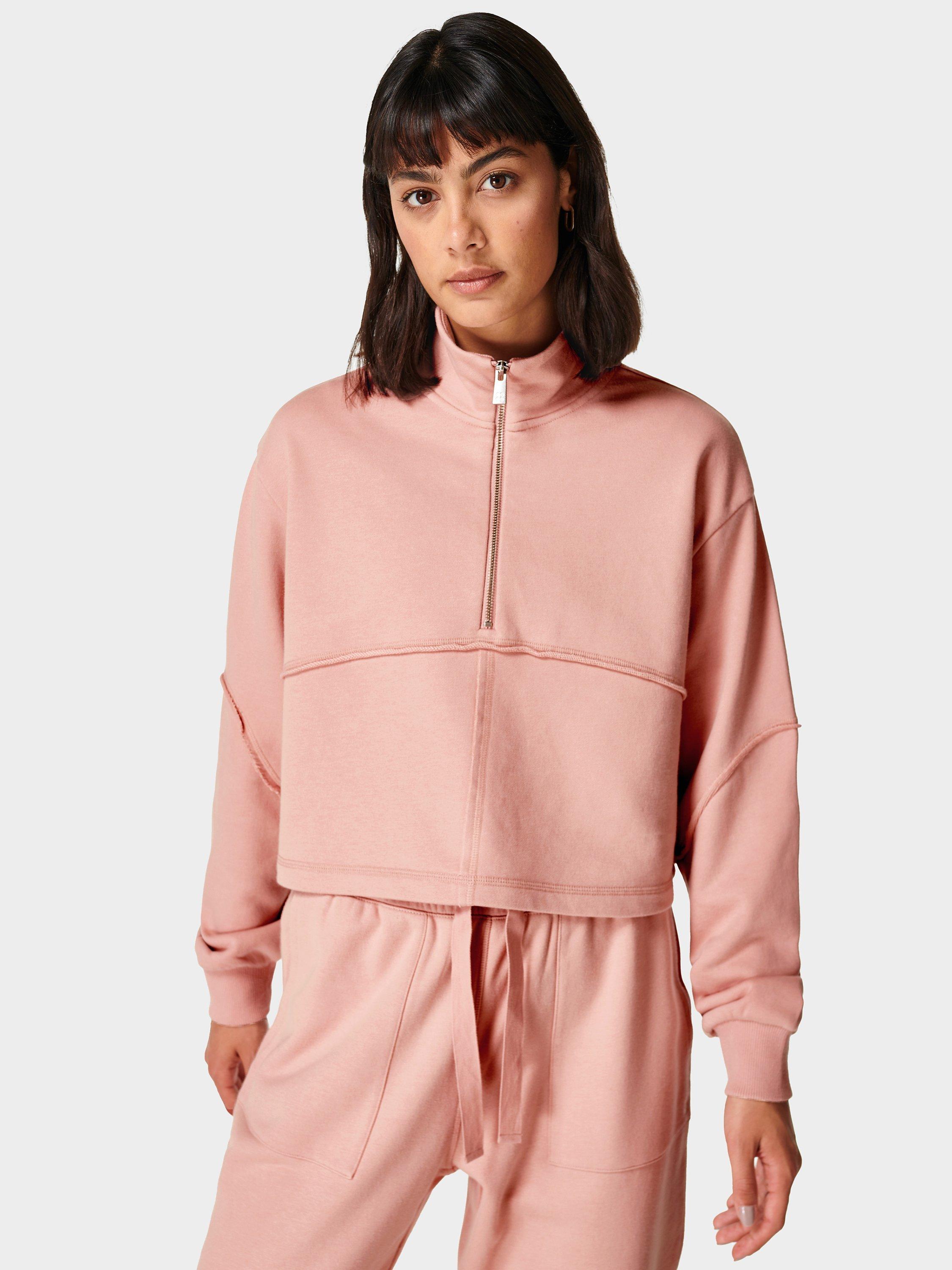 Sweaty Betty Revive Half Zip Funnel Neck Sweatshirt, Misty Rose Pink 