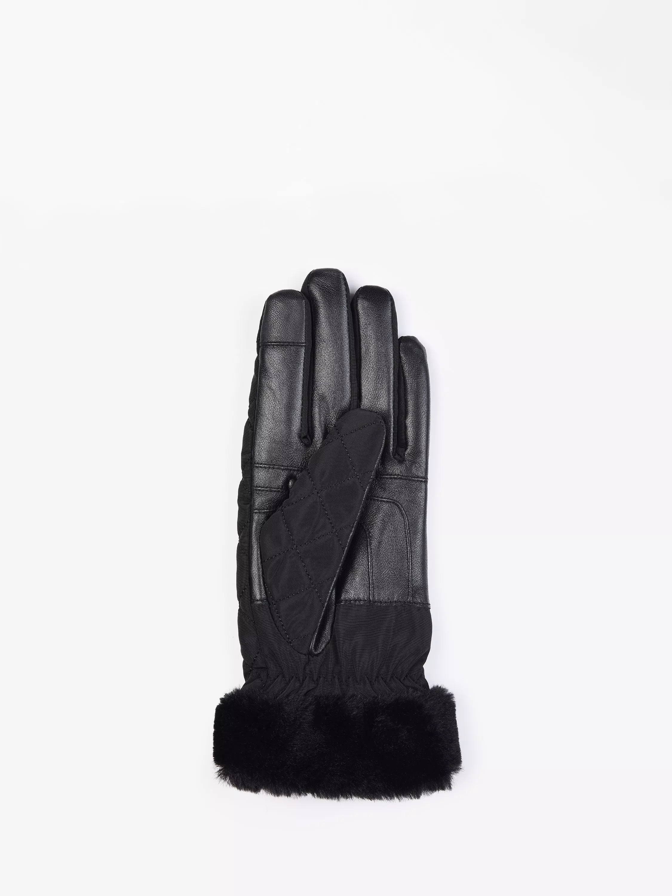 Barbour Norwood Waterproof Faux Fur Cuff Gloves Black