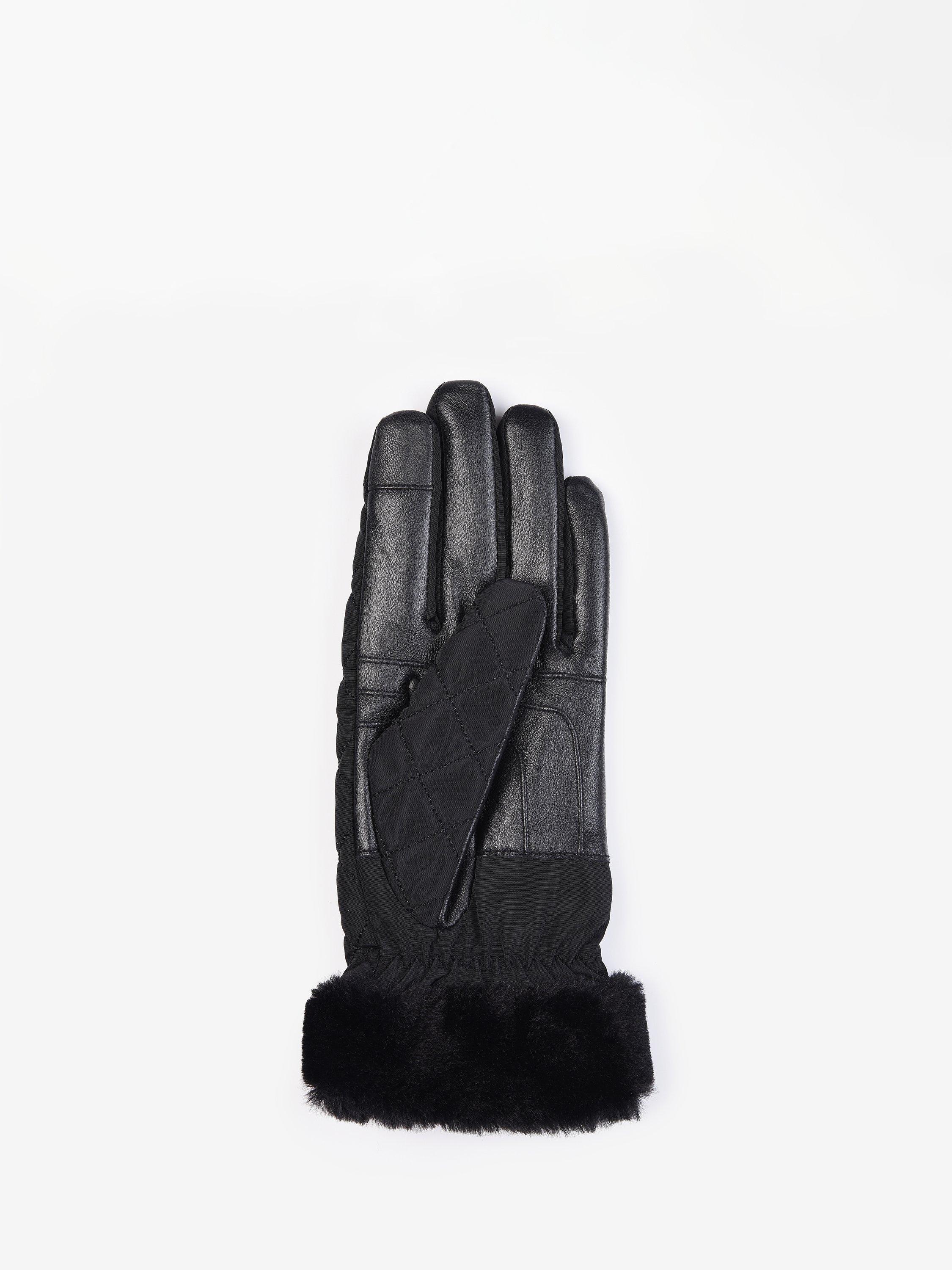 Product image 2 of 3, which shows Barbour Norwood Waterproof Faux Fur Cuff Gloves, Black, S