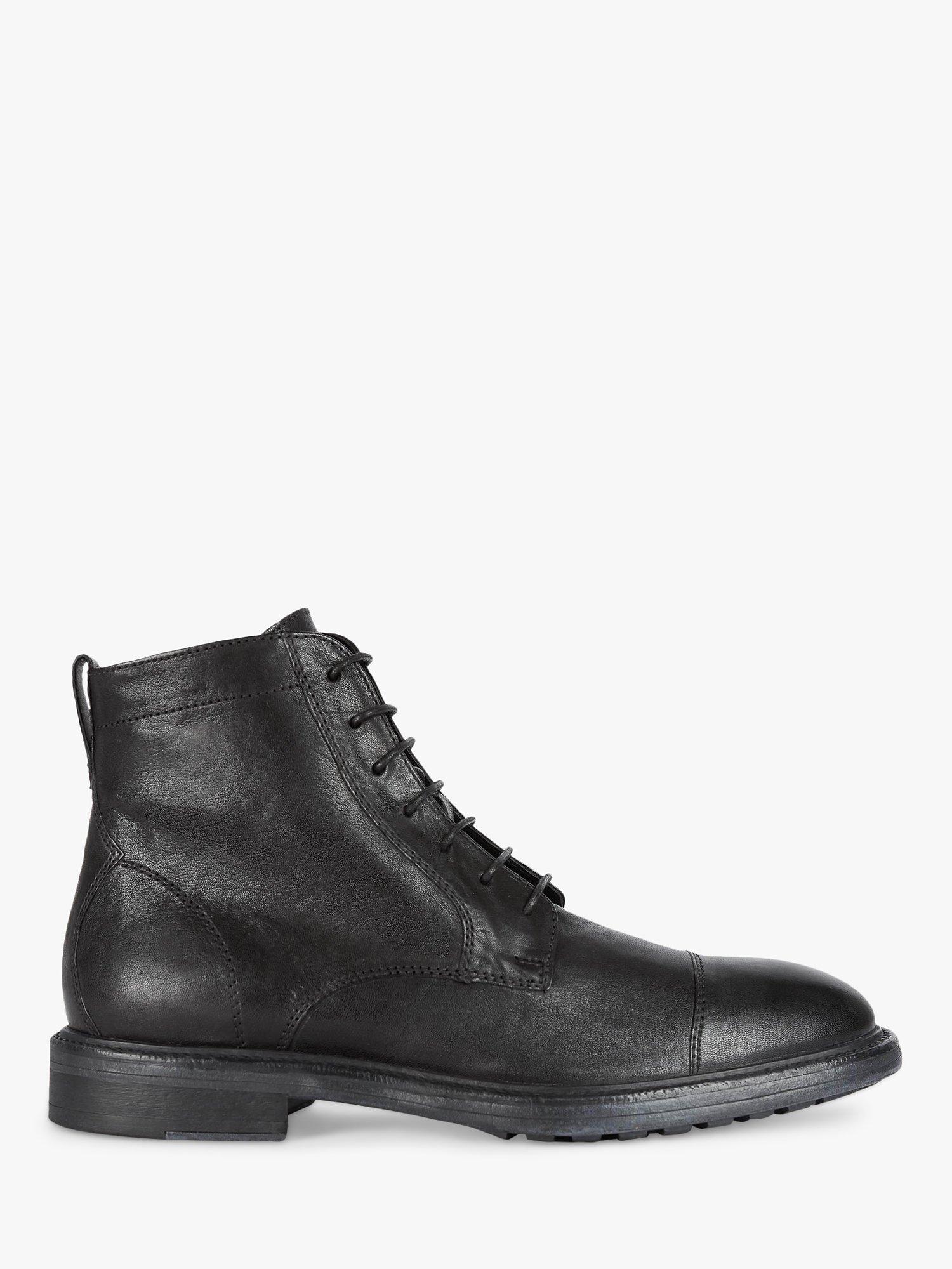 Geox Aurelio Lace Up Leather Ankle Wide Fit Boots, Black               