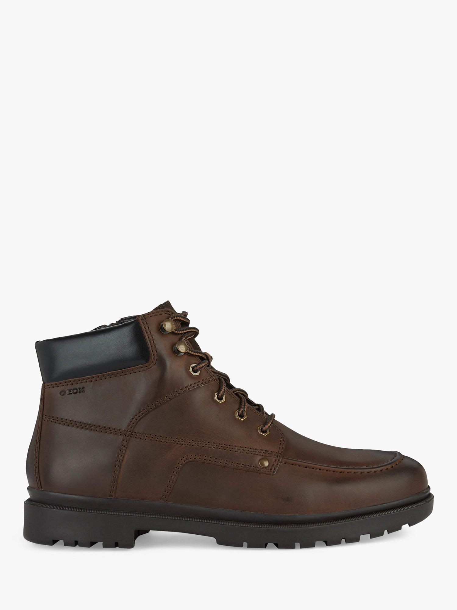 Geox Wide Fit Andalo Leather Lace Up Ankle Boots, Dark Coffee, 6.5