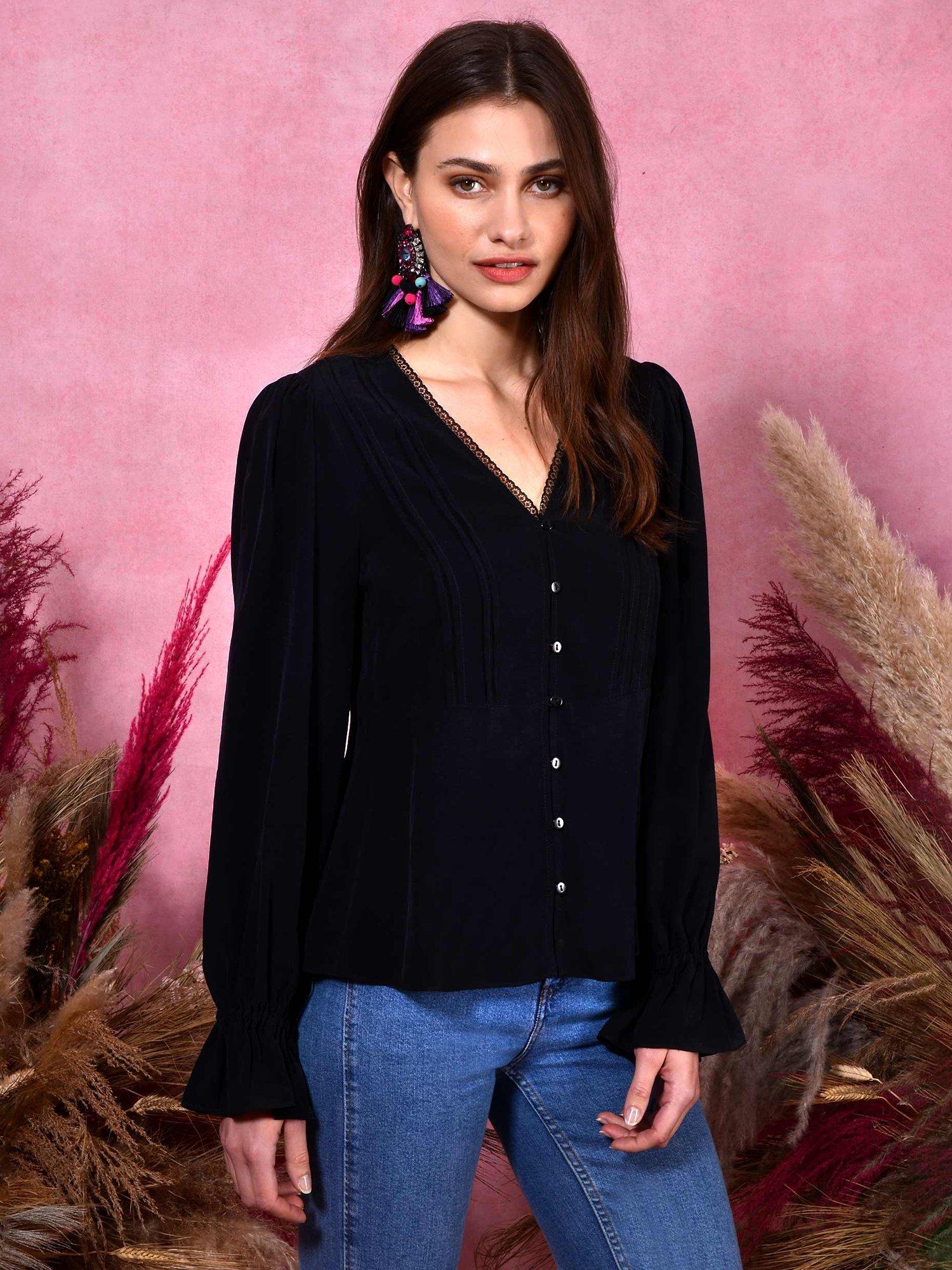 Ro&Zo Pintuck Blouse, Black