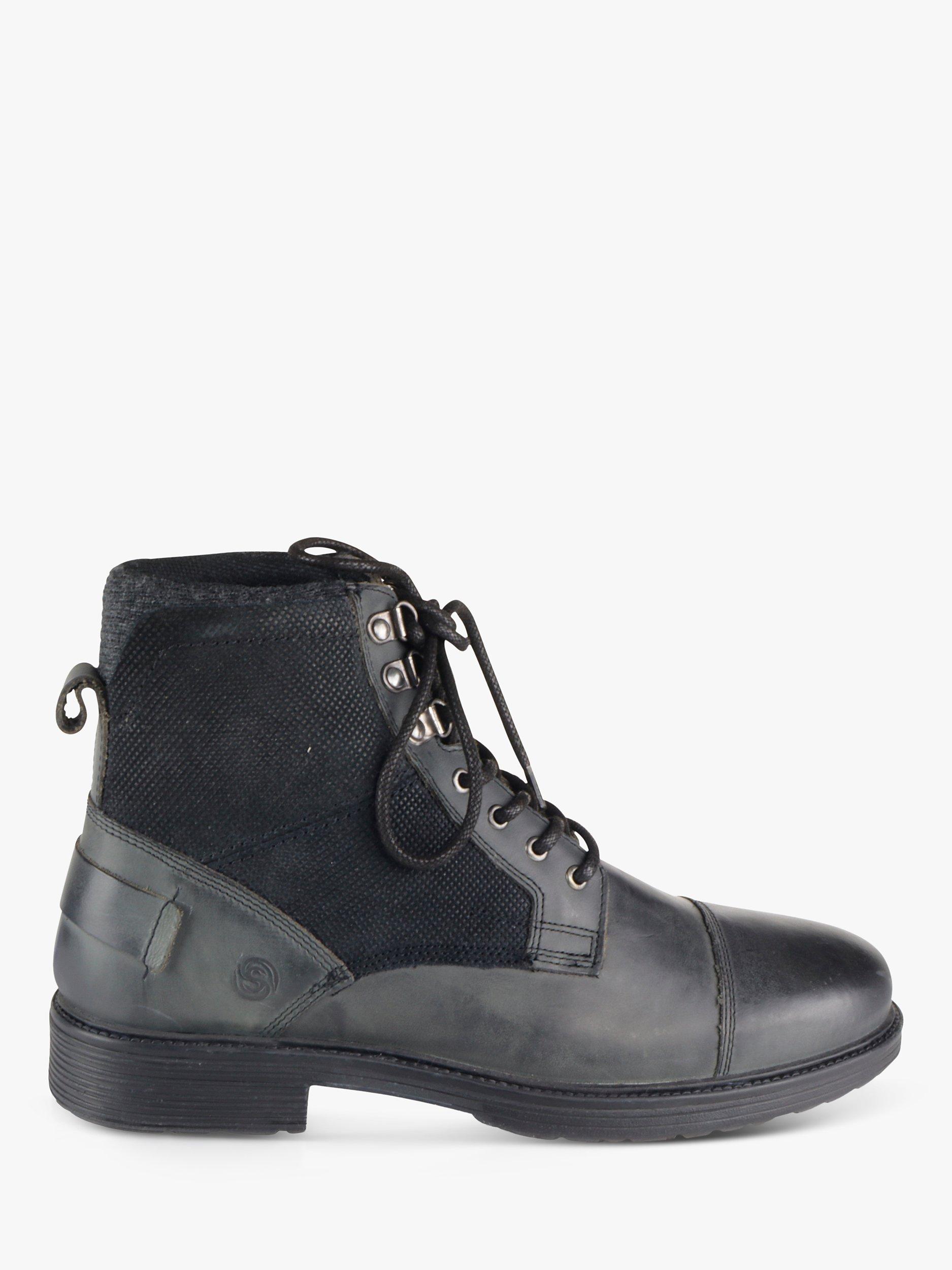 Silver Street London Greyfriars Leather Lace Up Boots, Black 