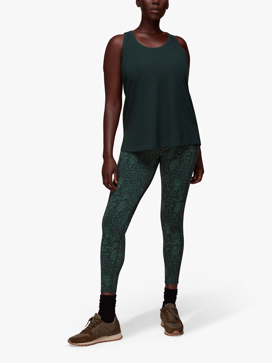 Whistles Curved Hem Active Cotton Vest, Dark Green