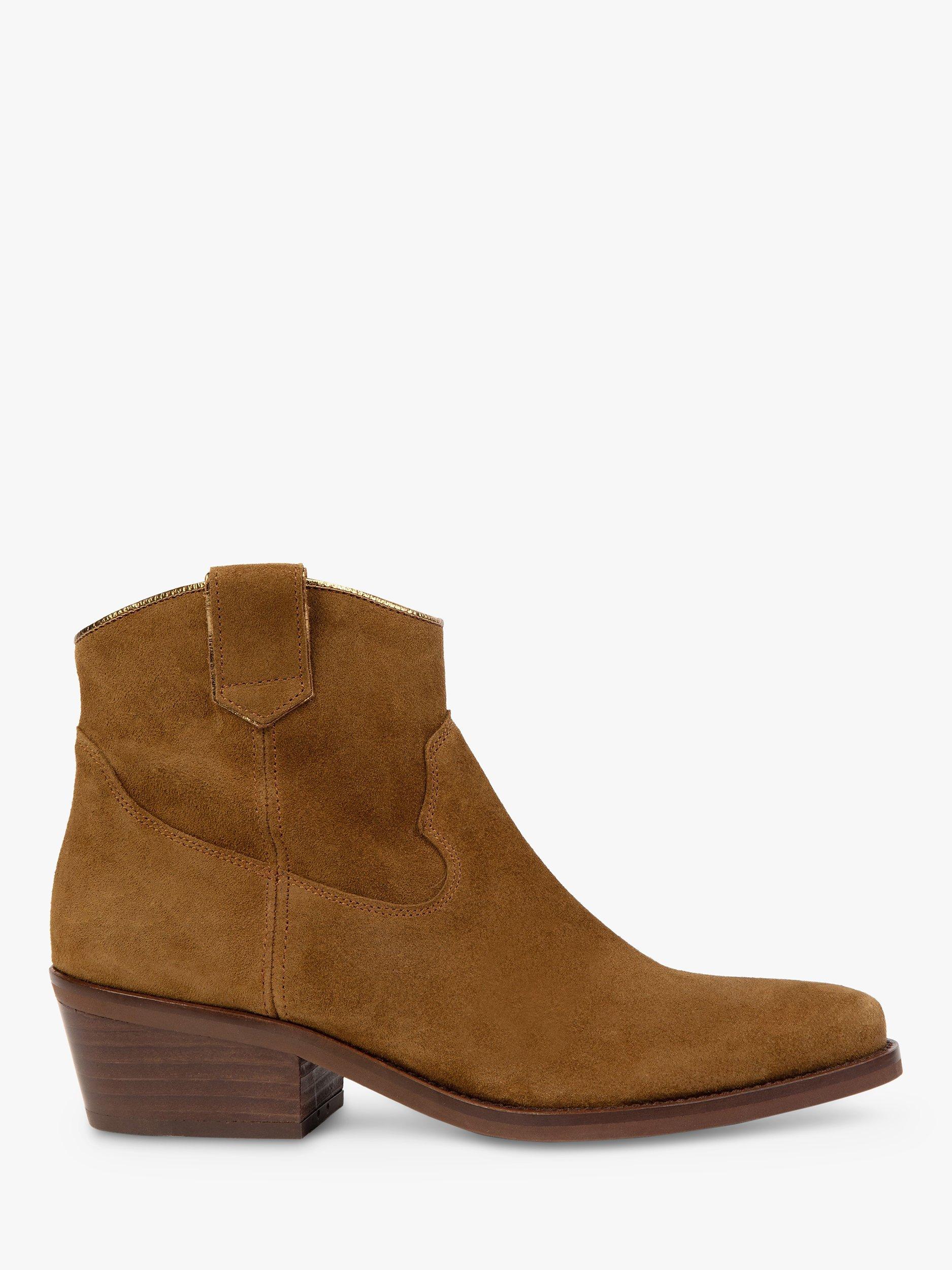 Product image 1 of 3, which shows Penelope Chilvers Cassidy Suede Cowboy Boots, Tan, 6
