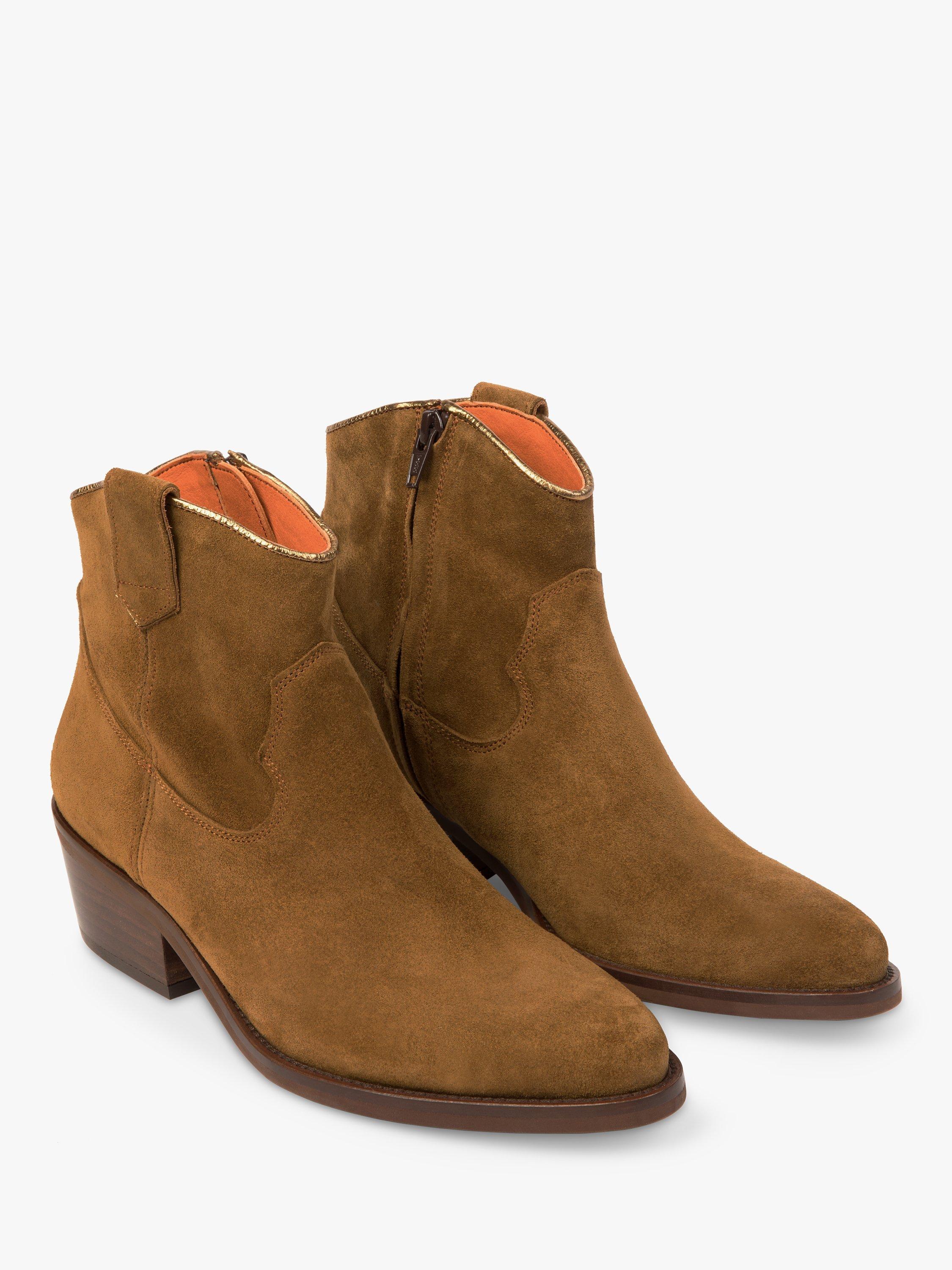 Product image 3 of 3, which shows Penelope Chilvers Cassidy Suede Cowboy Boots, Tan, 6