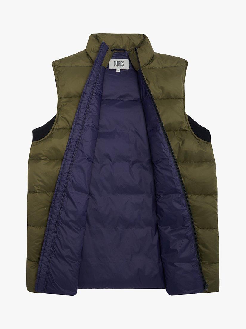 Product image 6 of 6, which shows Guards London Ufton Lightweight Packable Down Gilet, Olive, 36R