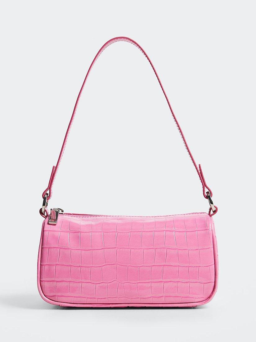 Mango Faux Leather Shoulder Bag, Bright Pink
