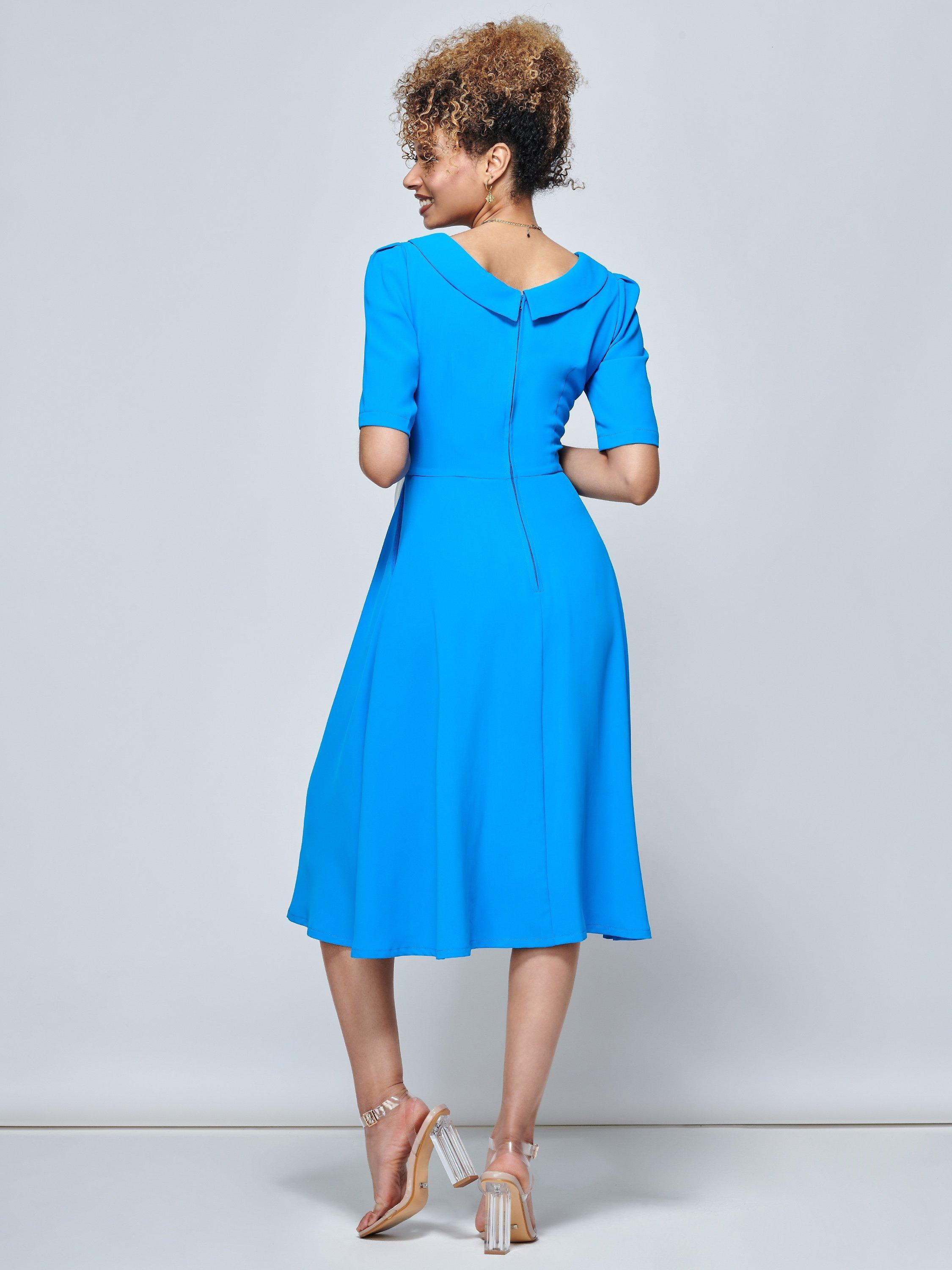 Jolie Moi Gemma Belted Midi Dress, Blue, 8