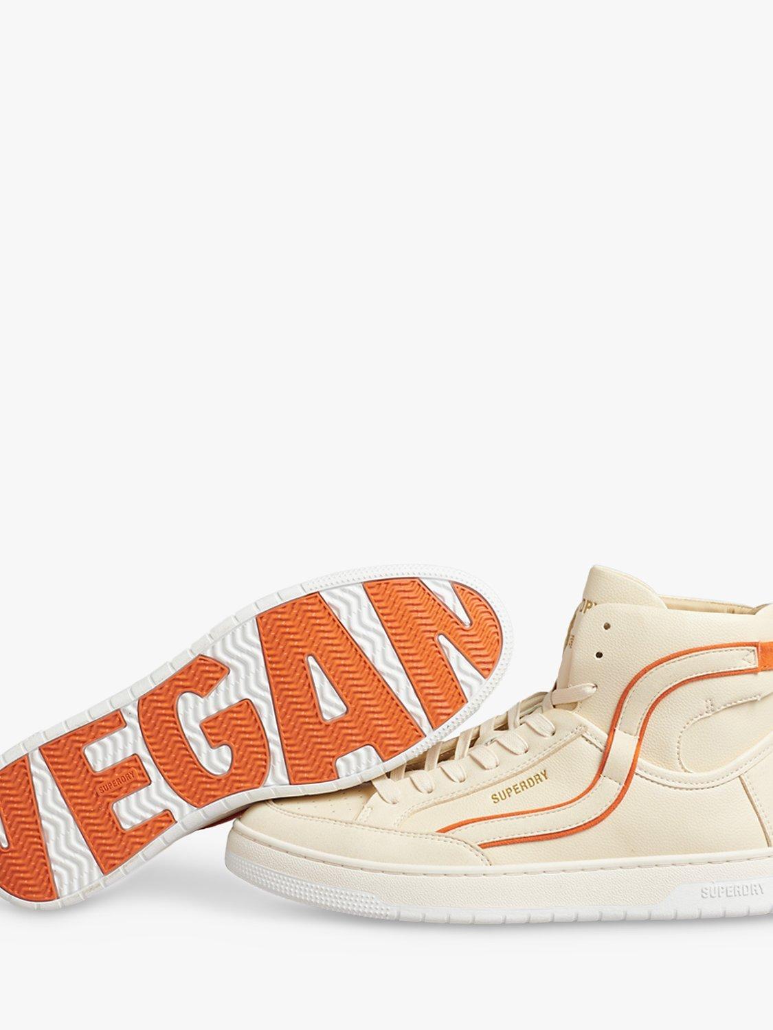 Superdry Vegan Vintage Basketball High Top Trainers, Oatmeal/Orange