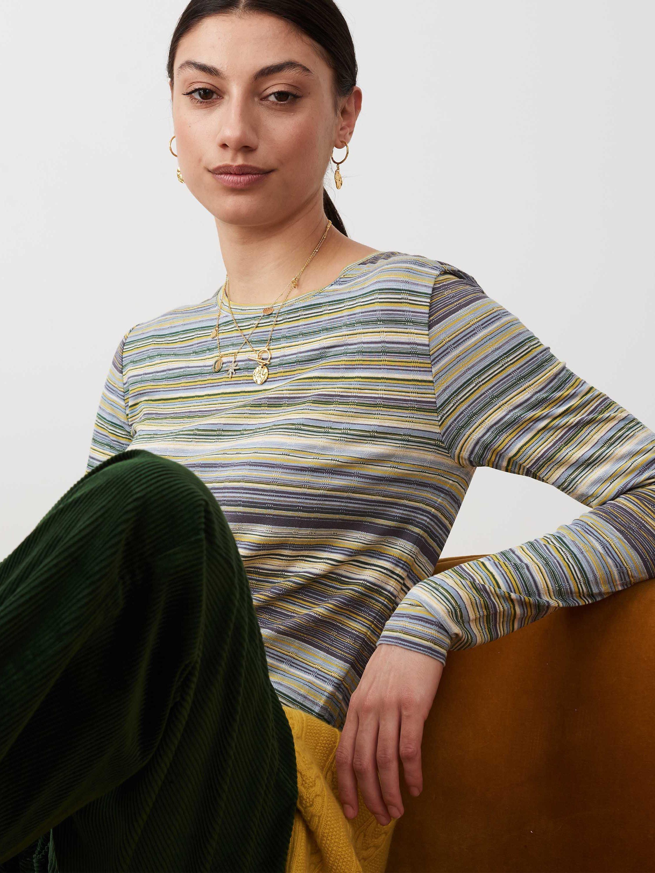 Brora Fine Stripe Long Sleeve Jersey T-Shirt