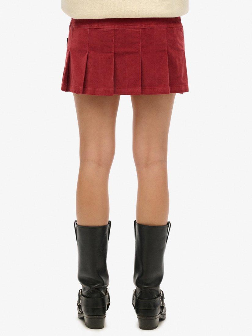 Superdry Vintage Pleated Cord Mini Skirt Merlot