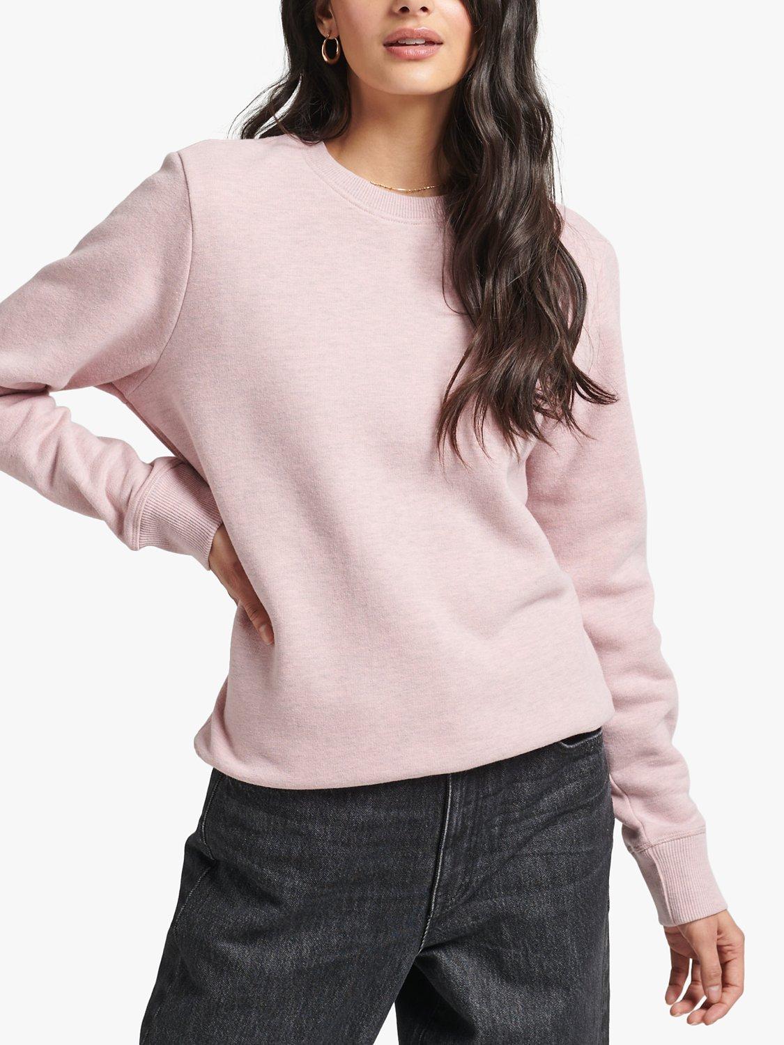 Superdry Crew Neck Logo Sweatshirt, Soft Pink Marl