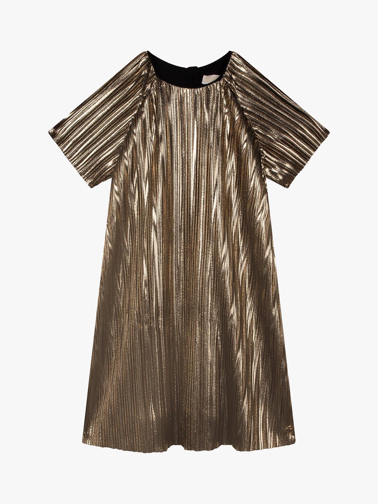 Michael Kors Kids' Metallic Pleated Party Dress, Gold