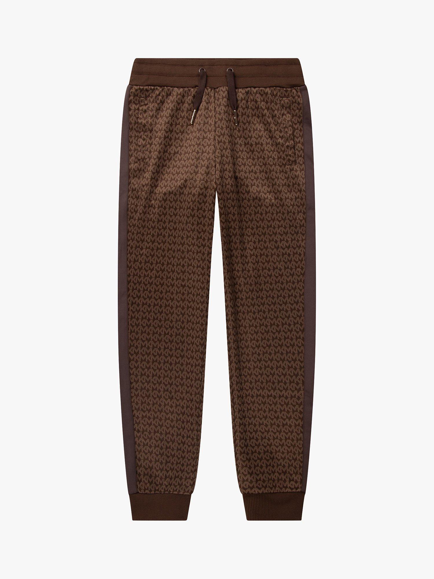 Michael Kors Kids' Jacquard Logo Print Side Stripe Jogging Bottoms, Chocolate