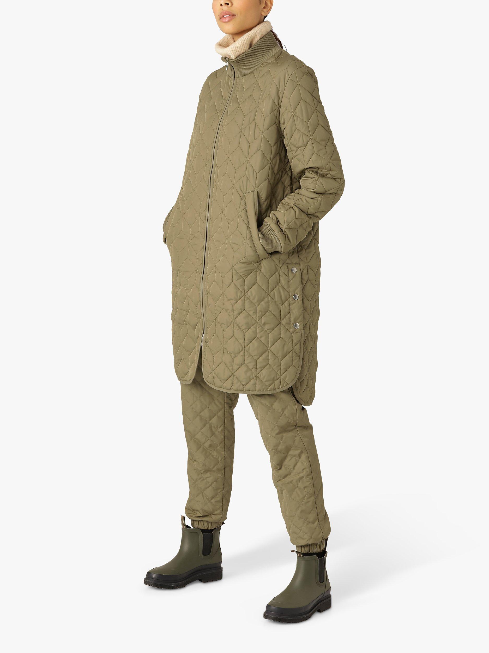 Ilse Jacobsen Hornbaek Plain Quilted Longline Coat Sage