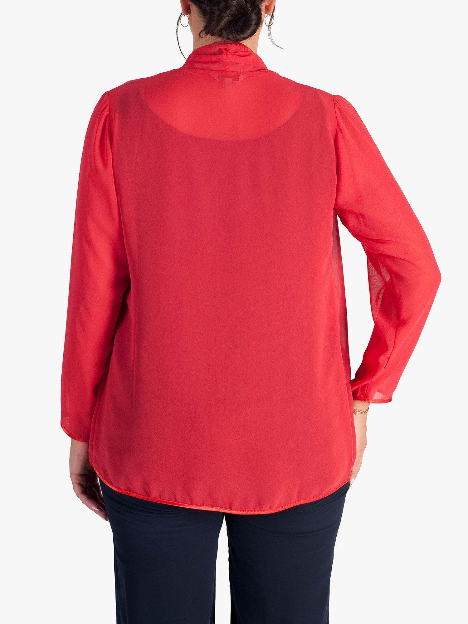 Product image 2 of 3, which shows chesca Chiffon Satin Trim Shrug, Poppy, 12-14