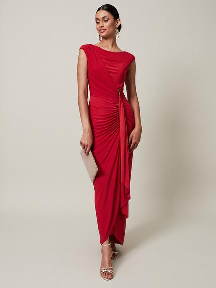 Phase Eight Donna Ruched Maxi Dress, Scarlet