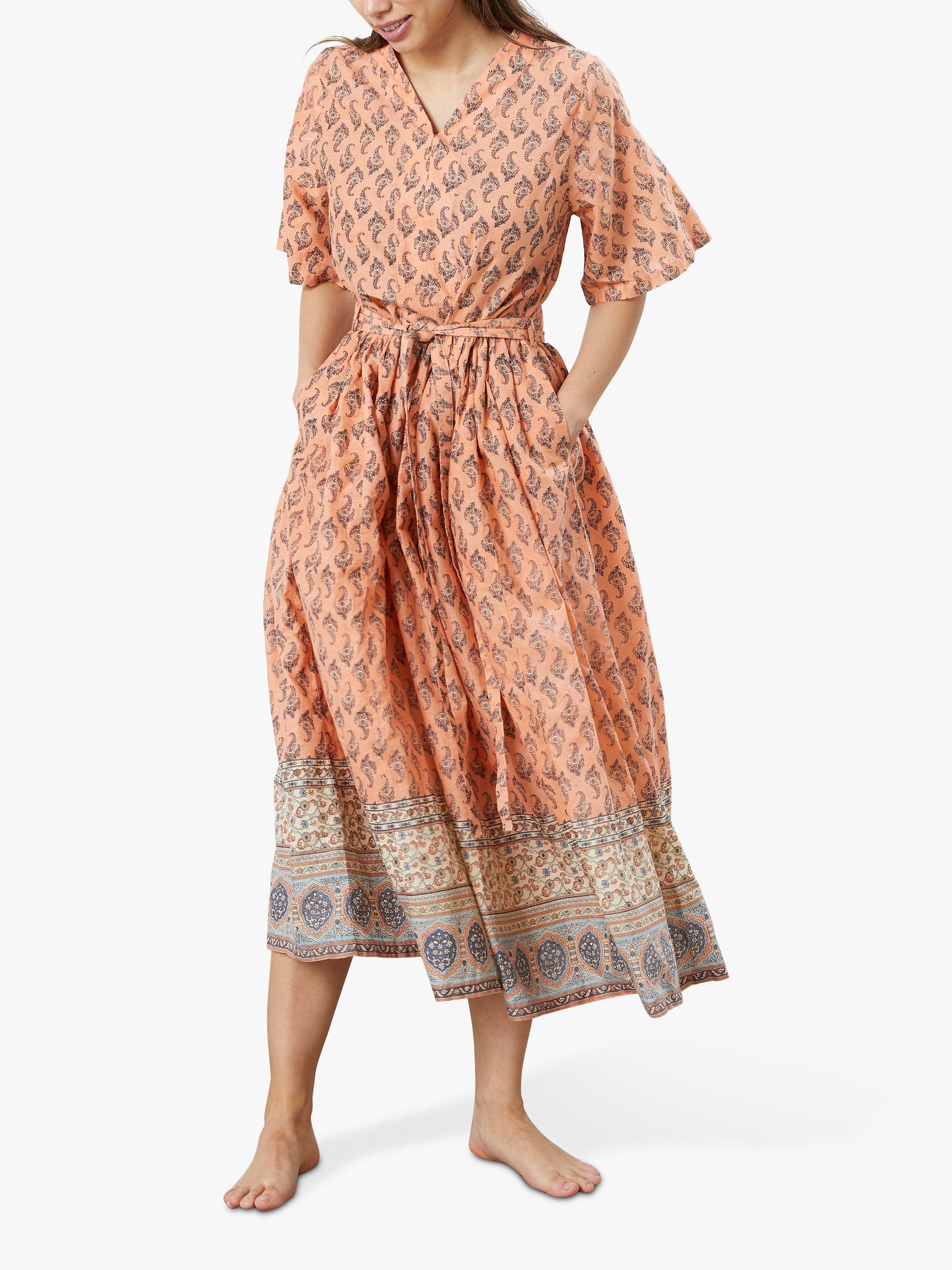 Lollys Laundry Sumia Boho Print Midi Dress, Coral