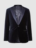 Reiss Ace Velvet Dinner Suit Jacket, Navy