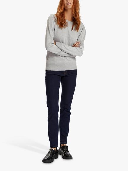 Saint Tropez Mila Puff Sleeve Jumper, Pearl Grey Melange