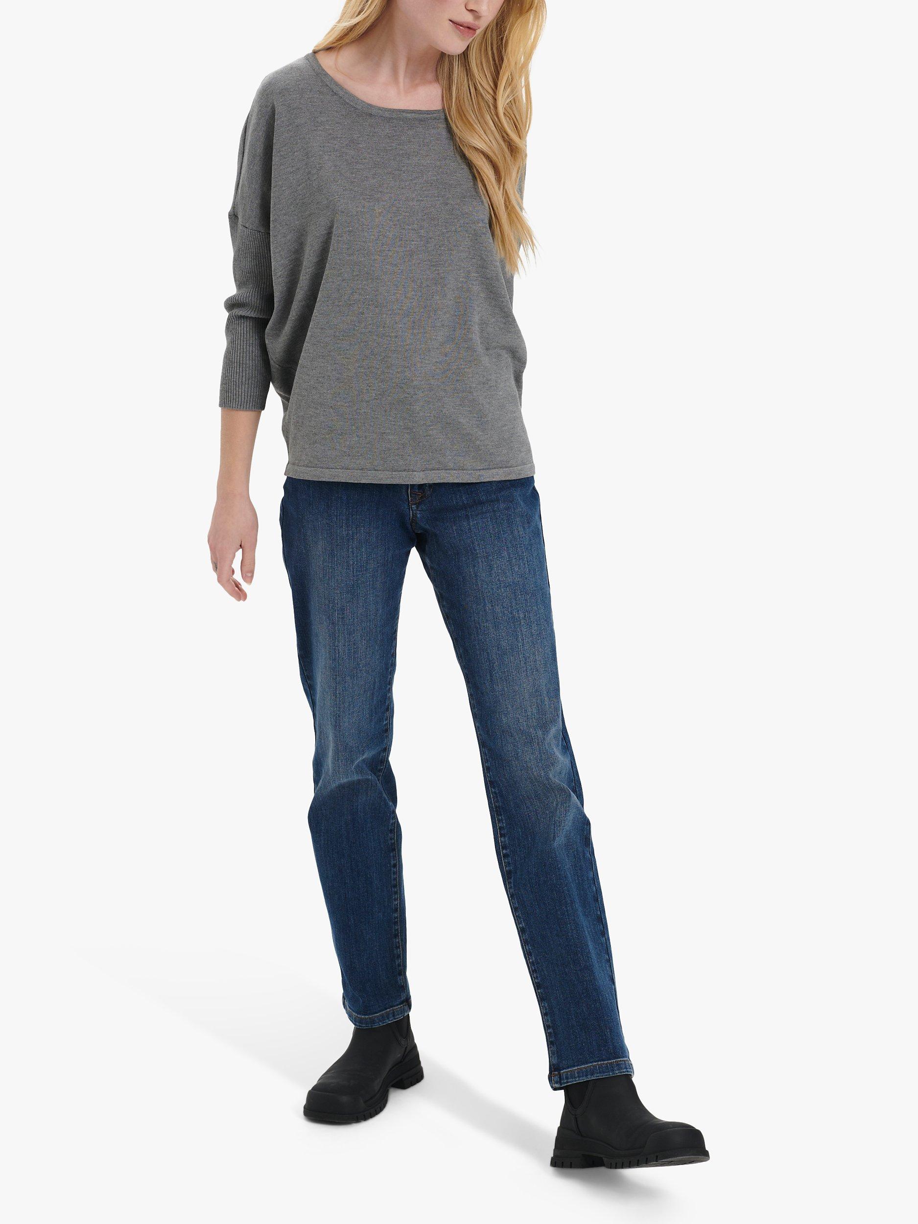 Product image 1 of 6, which shows Saint Tropez Mila Fine Knit Scoop Neck Jumper, Mist Grey Melange, XS