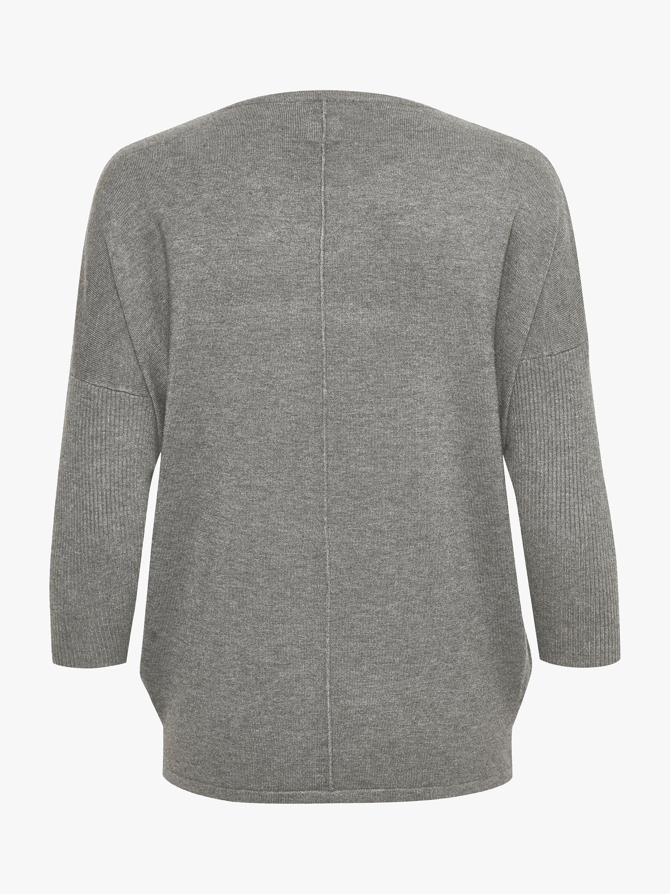 Product image 5 of 6, which shows Saint Tropez Mila Fine Knit Scoop Neck Jumper, Mist Grey Melange, XS