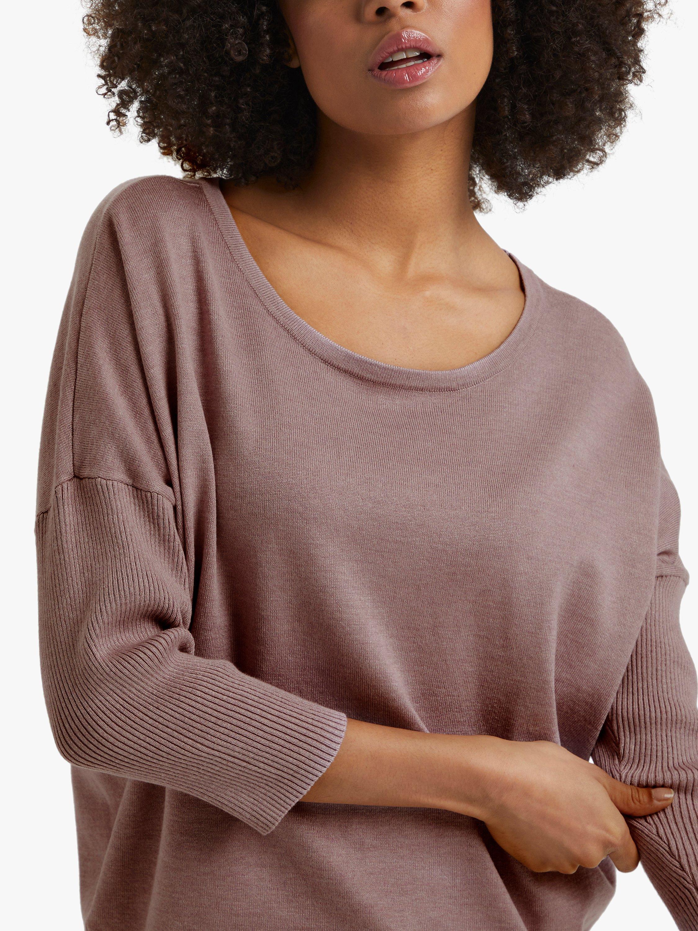 Product image 4 of 6, which shows Saint Tropez Mila Fine Knit Scoop Neck Jumper, Antler Melange, XS