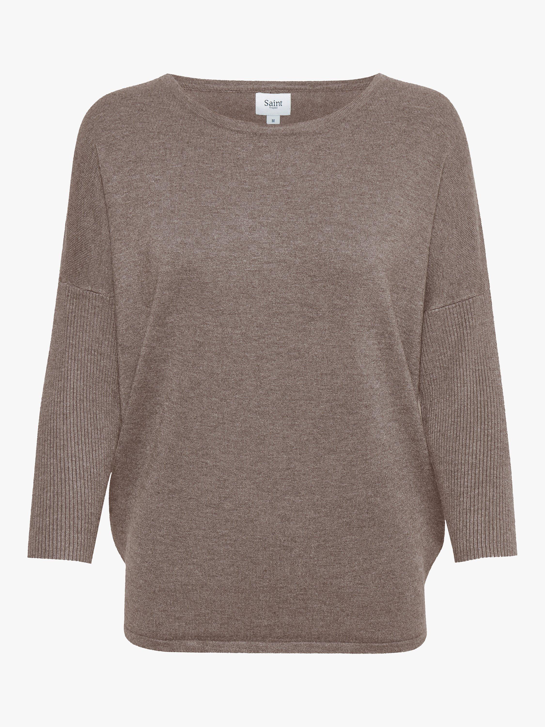 Product image 6 of 6, which shows Saint Tropez Mila Fine Knit Scoop Neck Jumper, Antler Melange, XS
