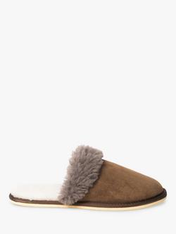 Celtic & Co. Men's Sheepskin Mule Slippers, Khaki, Khaki