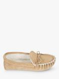 Celtic & Co. Men's Sheepskin Loafer Moccasin Slippers, Soft Sole, Camel