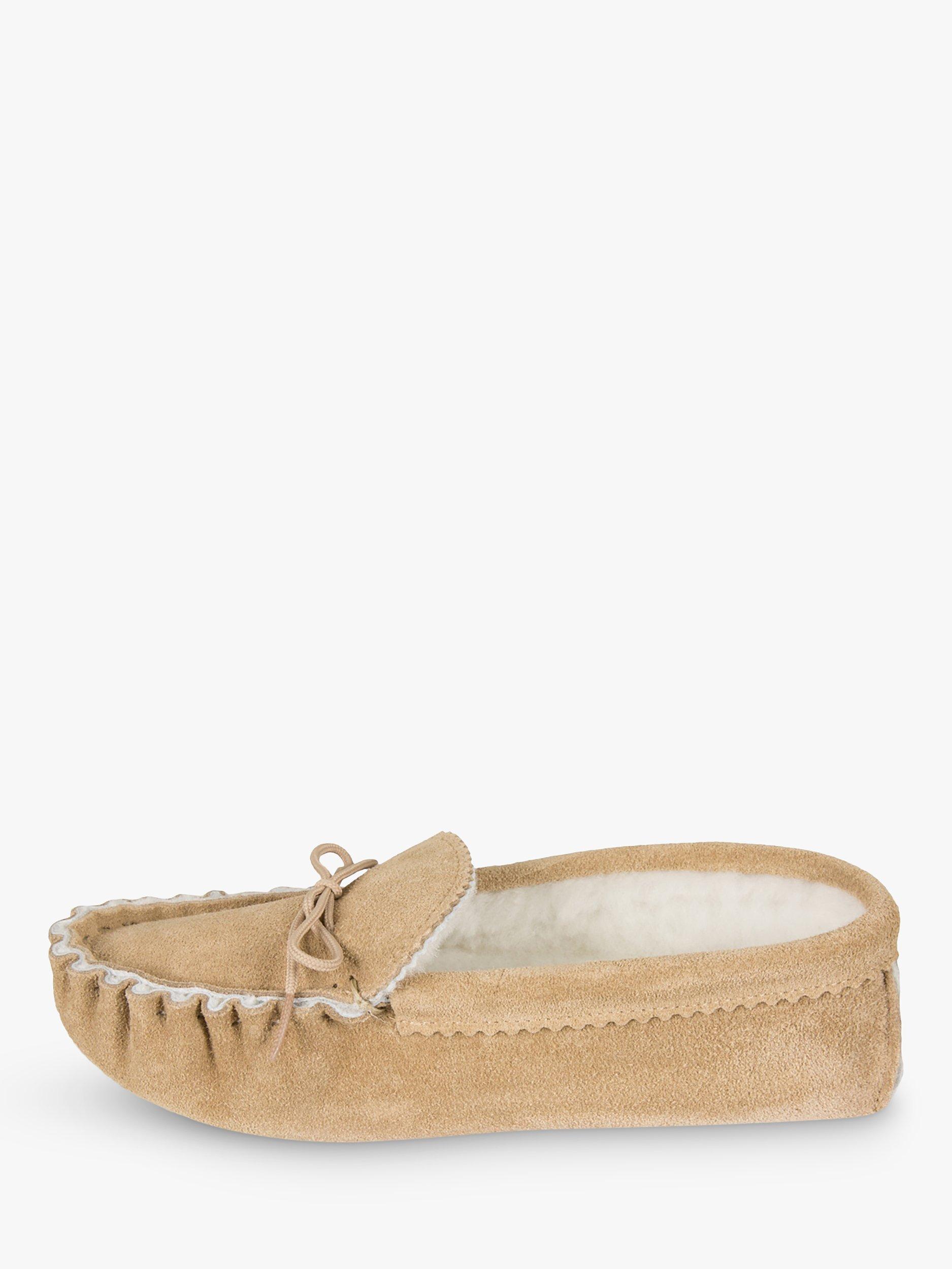 Product image 2 of 4, which shows Celtic & Co. Men's Sheepskin Loafer Moccasin Slippers, Soft Sole, Camel, 7
