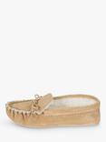 Celtic & Co. Men's Sheepskin Loafer Moccasin Slippers, Soft Sole, Camel