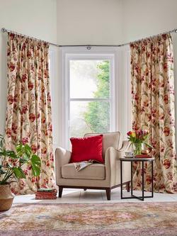 Laura Ashley Gosford Pair Lined Pencil Pleat Curtains, Cranberry