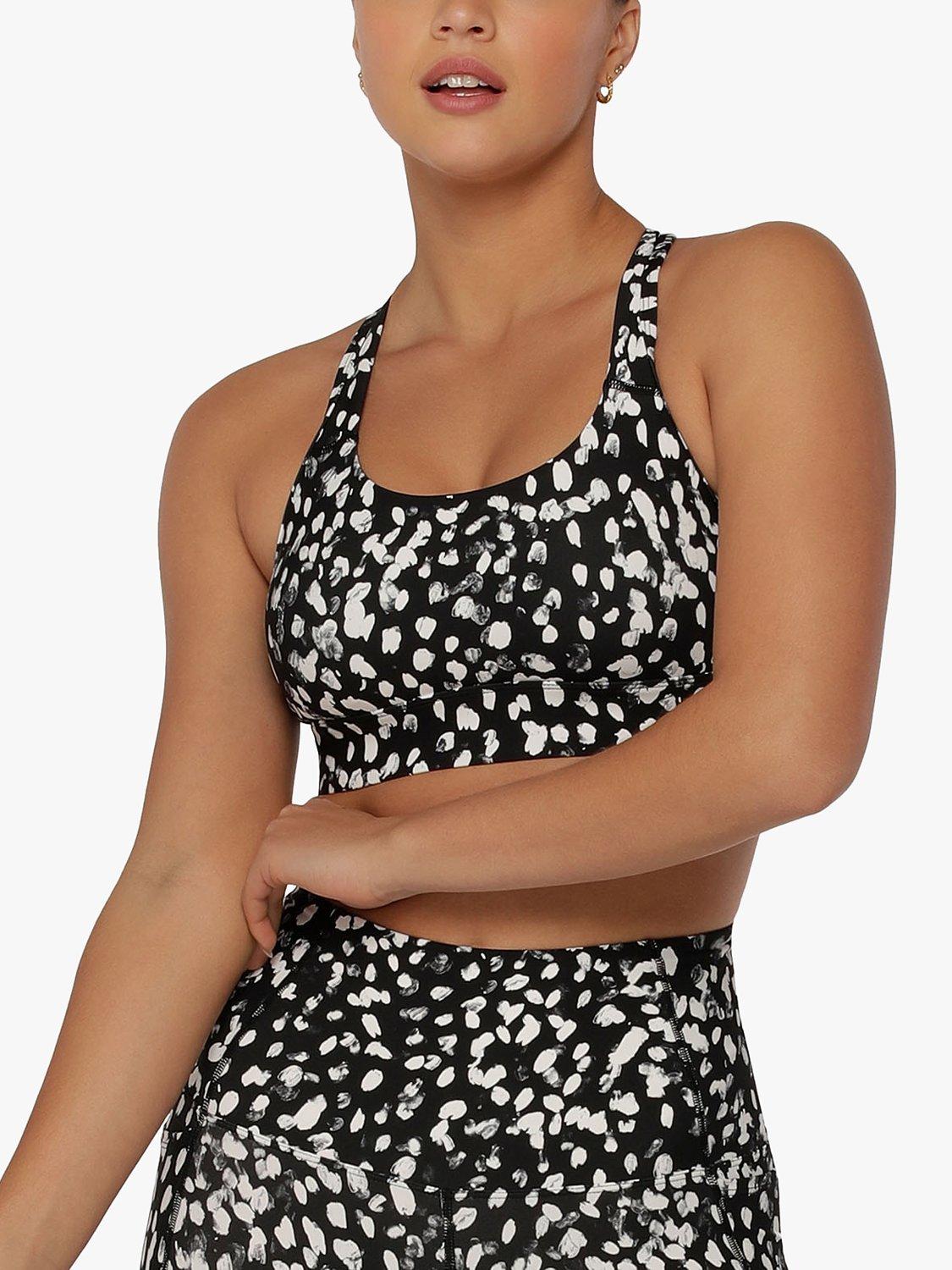 Lorna Jane Compress & Compact Fierce Print Racerback Sports Bra, Black